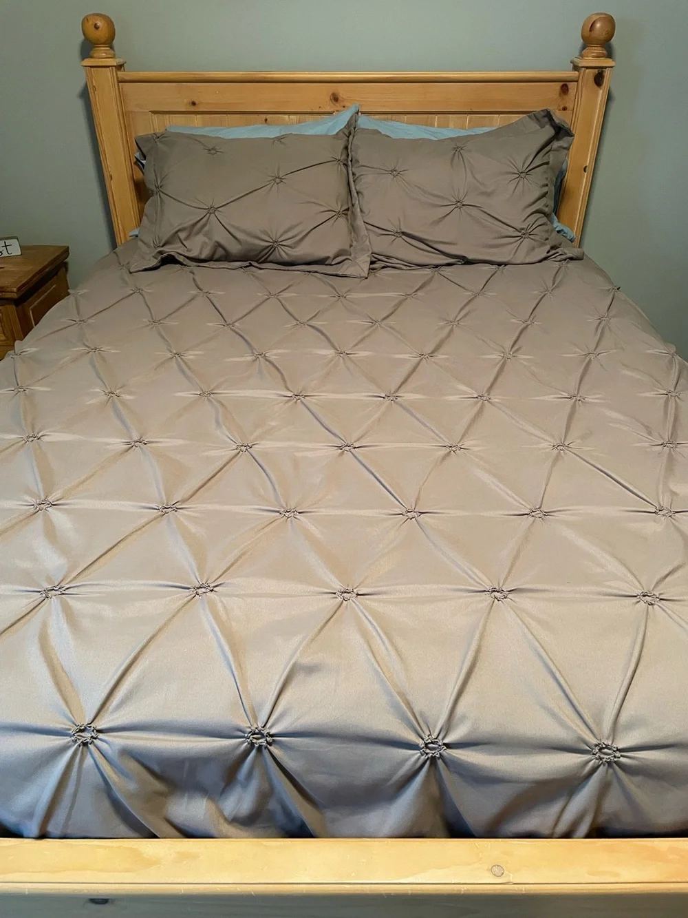 Tufted Pintuck Duvet Cover Set - Taupe